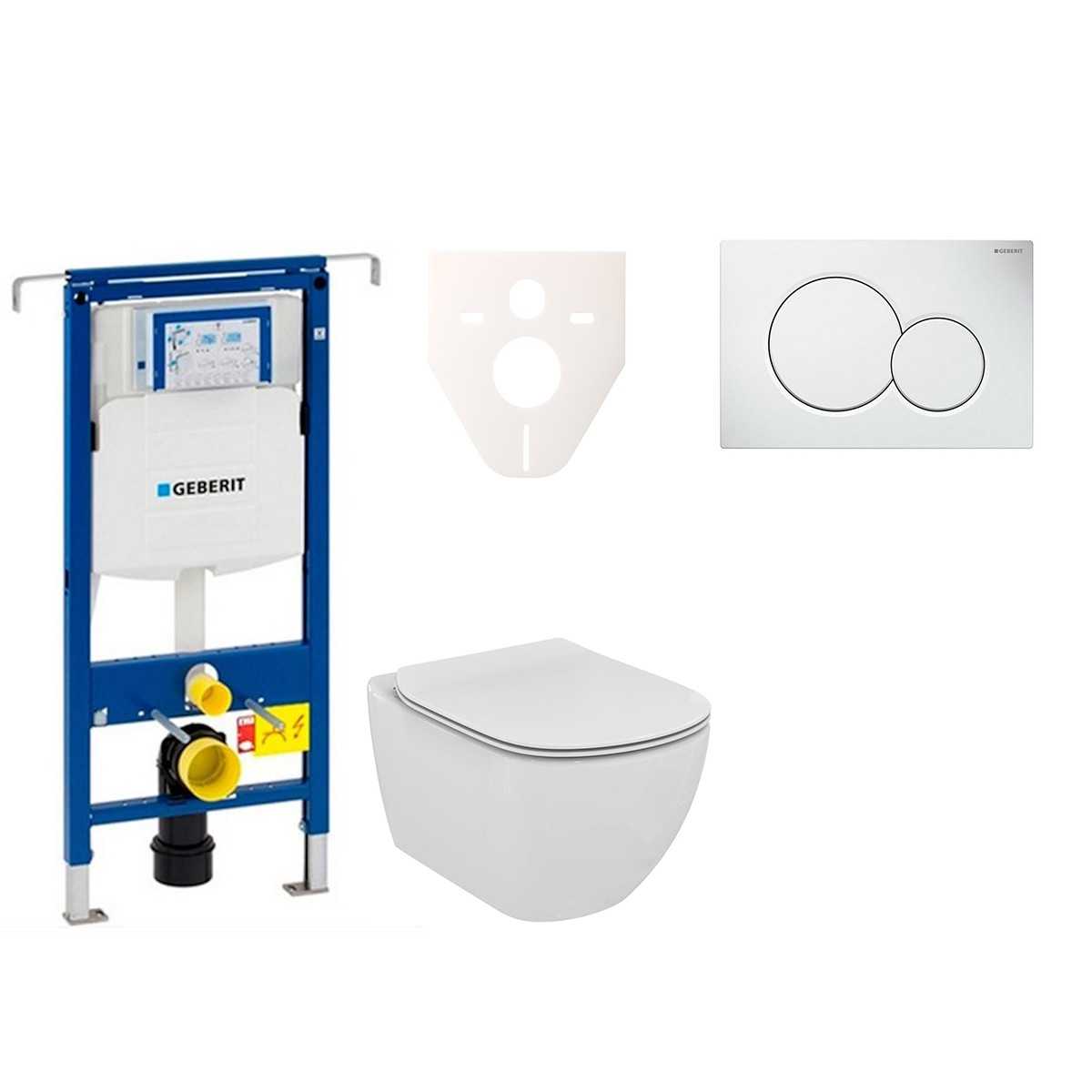 Cenově zvýhodněný závěsný WC set Geberit do lehkých stěn / předstěnová montáž+ WC Ideal Standard Tesi 111.355.00.5NE1 Ideal Standard