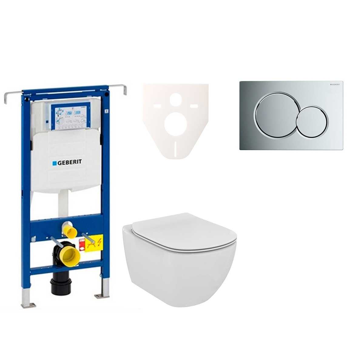 Cenově zvýhodněný závěsný WC set Geberit do lehkých stěn / předstěnová montáž+ WC Ideal Standard Tesi 111.355.00.5NE2 Ideal Standard