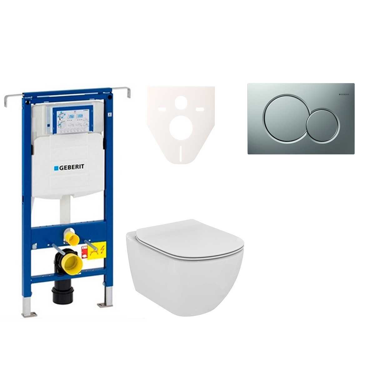 Cenově zvýhodněný závěsný WC set Geberit do lehkých stěn / předstěnová montáž+ WC Ideal Standard Tesi 111.355.00.5NE3 Ideal Standard