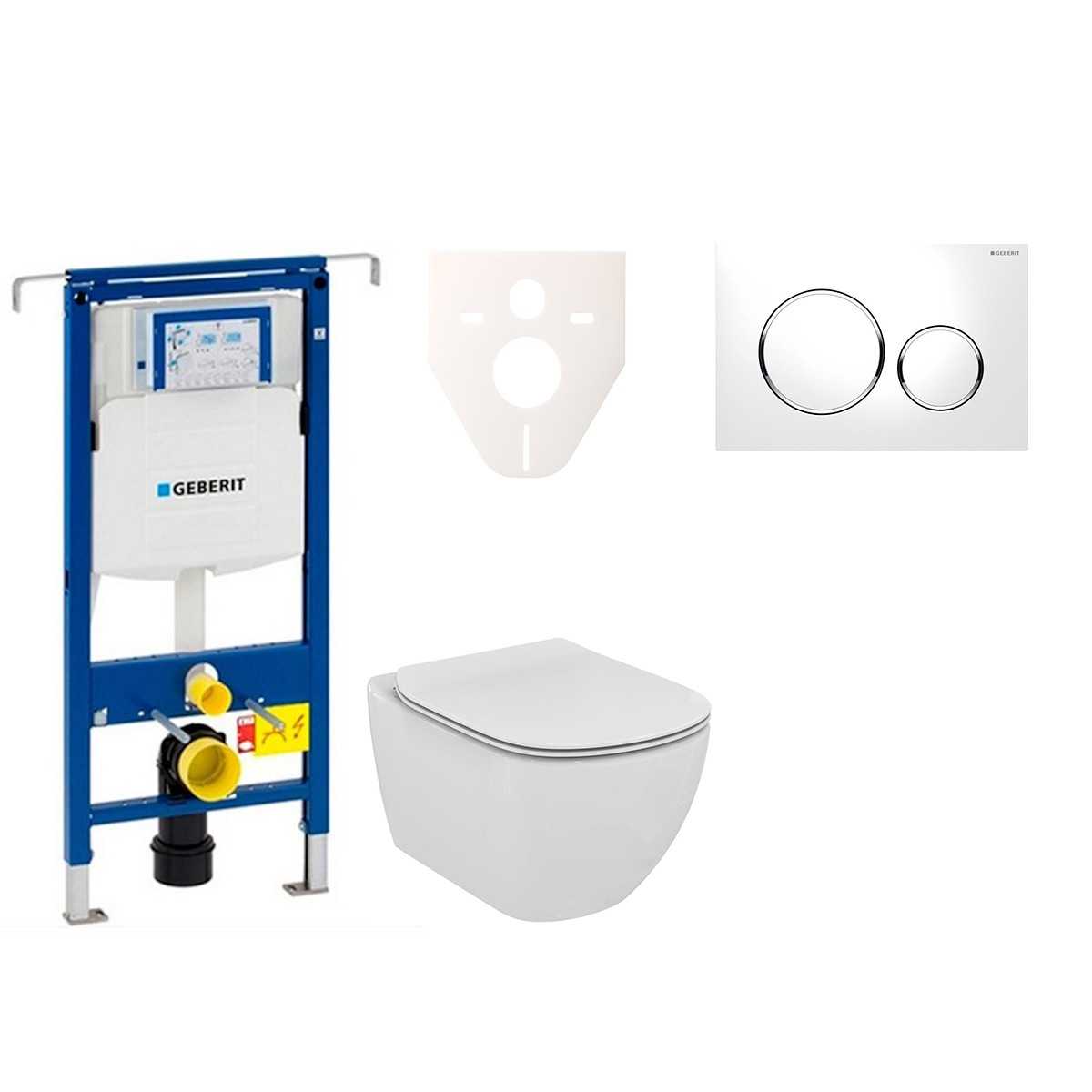 Cenově zvýhodněný závěsný WC set Geberit do lehkých stěn / předstěnová montáž+ WC Ideal Standard Tesi 111.355.00.5NE4 Ideal Standard