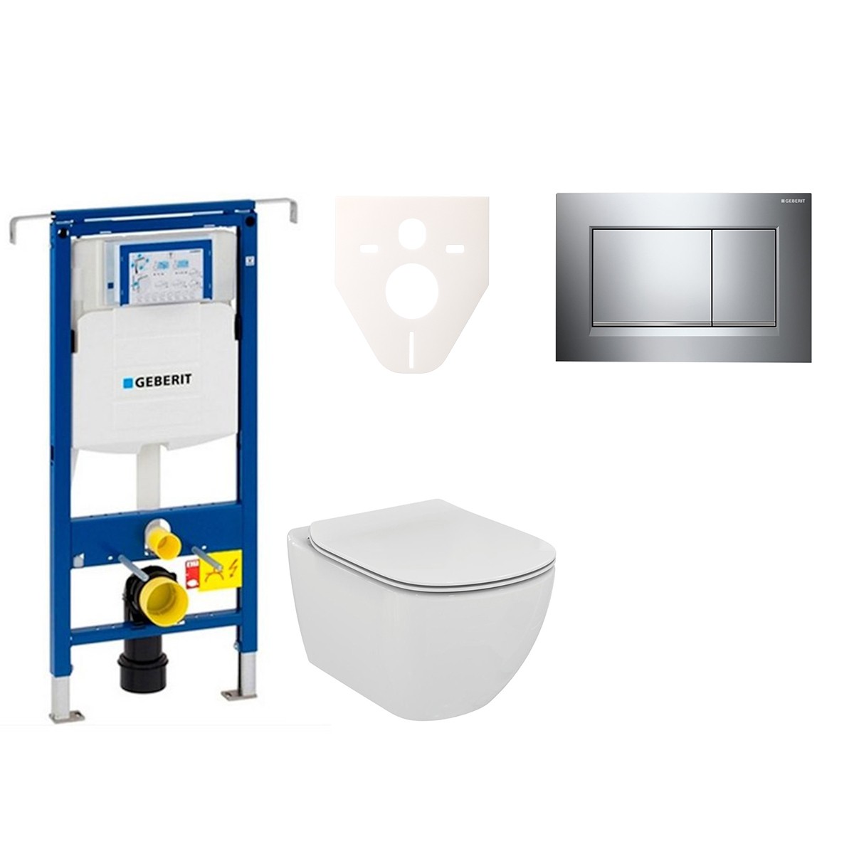 Cenově zvýhodněný závěsný WC set Geberit do lehkých stěn / předstěnová montáž+ WC Ideal Standard Tesi 111.355.00.5NE6 Ideal Standard