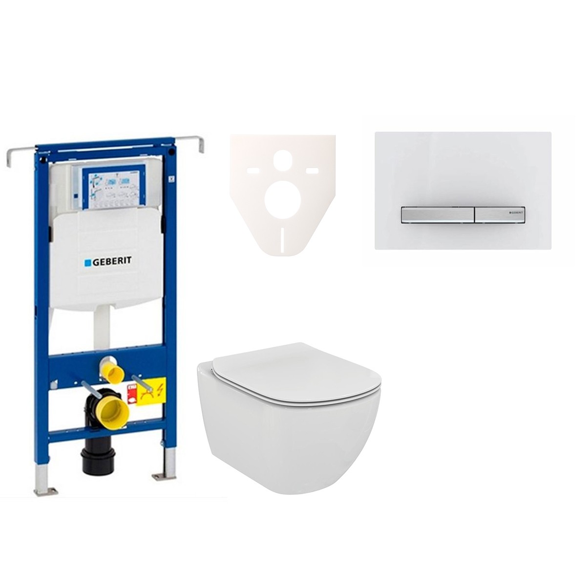 Cenově zvýhodněný závěsný WC set Geberit do lehkých stěn / předstěnová montáž+ WC Ideal Standard Tesi 111.355.00.5NE8 Ideal Standard