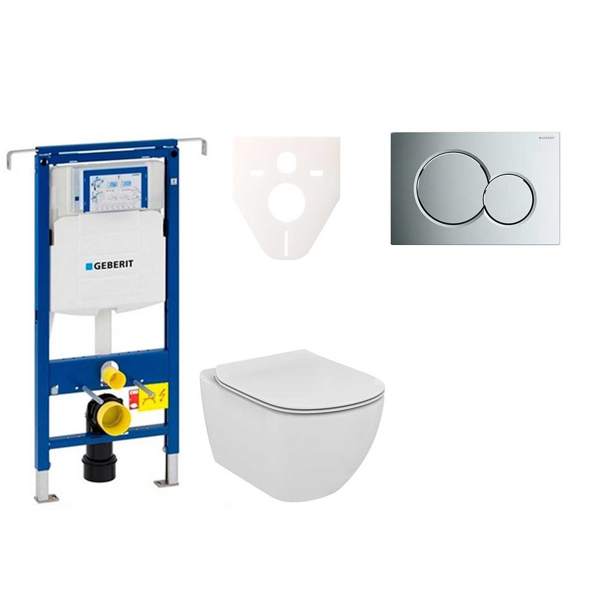 Cenově zvýhodněný závěsný WC set Geberit do lehkých stěn / předstěnová montáž+ WC Ideal Standard Tesi 111.355.00.5NF2 Ideal Standard