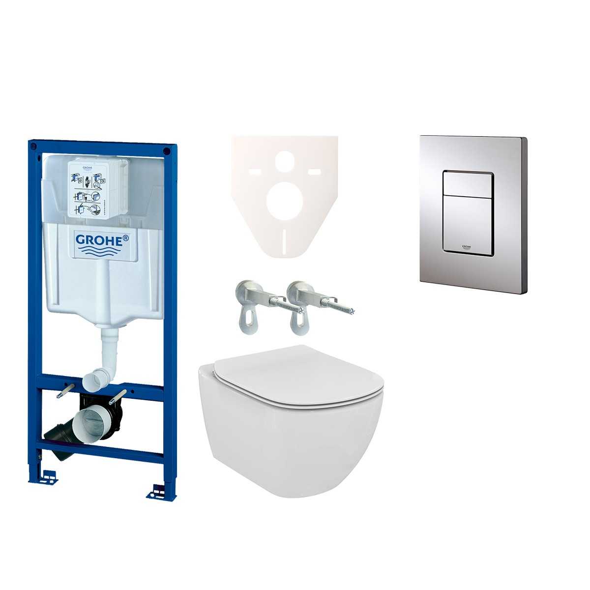 Cenově zvýhodněný závěsný WC set Grohe do lehkých stěn / předstěnová montáž+ WC Ideal Standard Tesi 38528SET-KE Grohe