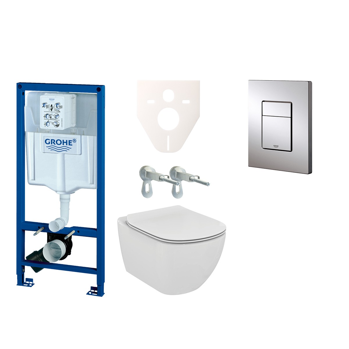 Cenově zvýhodněný závěsný WC set Grohe do lehkých stěn / předstěnová montáž+ WC Ideal Standard Tesi 38528SET-KF Grohe