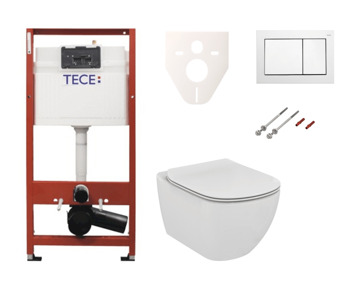 Cenově zvýhodněný závěsný WC set TECE do lehkých stěn / předstěnová montáž+ WC Ideal Standard Tesi SIKOTSF0 Tece