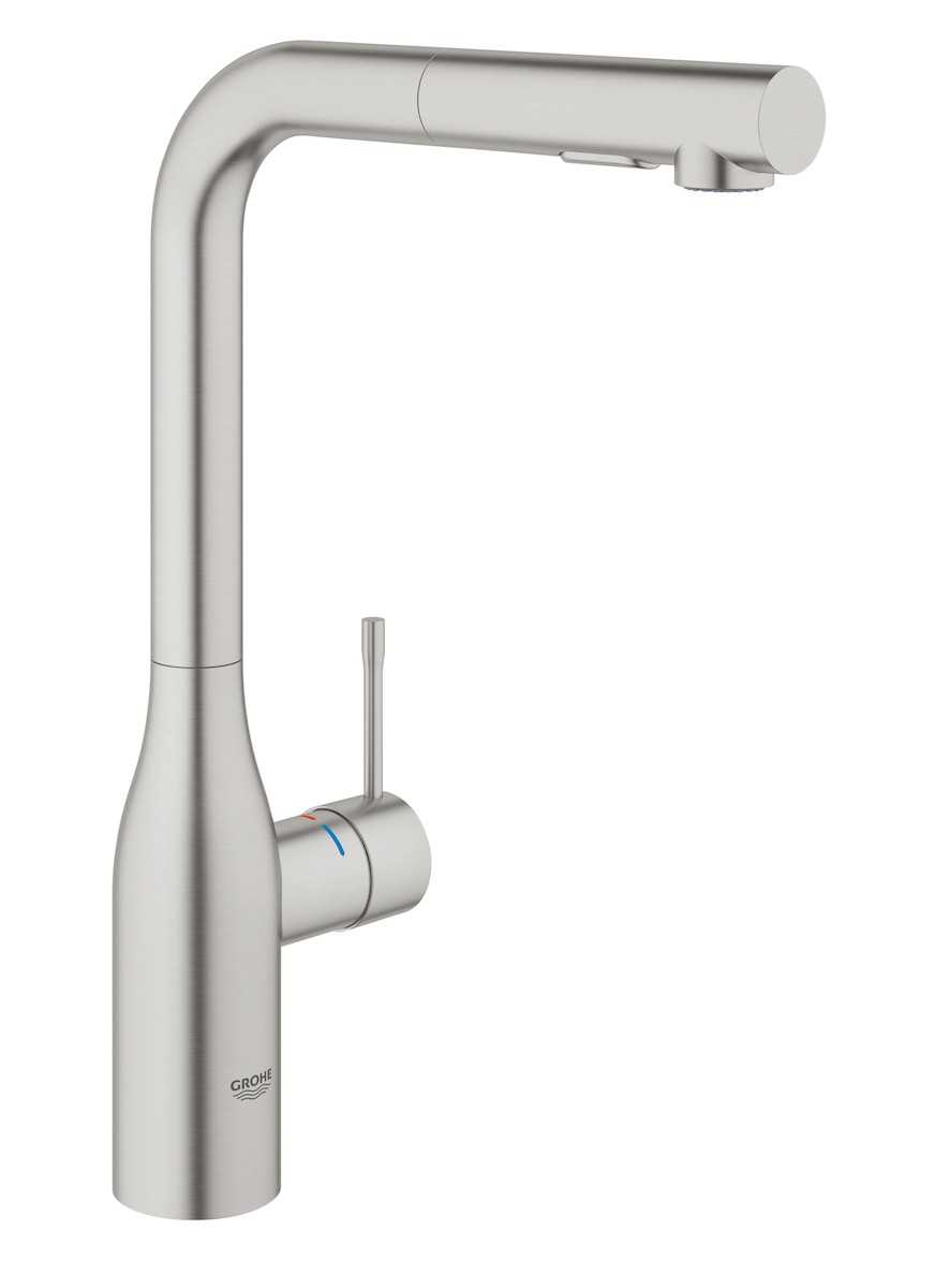 Dřezová baterie Grohe Essence New s vytahovací sprškou supersteel 30270DC0 Grohe