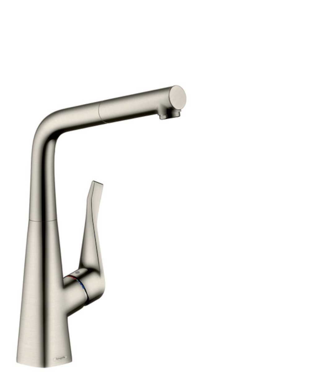 Dřezová baterie Hansgrohe Metris M71 s vytahovací sprškou vzhled nerezu 14821800 Hansgrohe