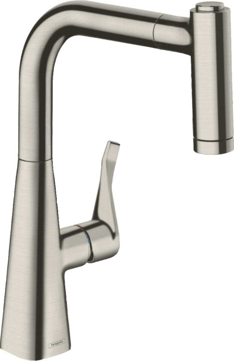 Dřezová baterie Hansgrohe Metris M71 s vytahovací sprškou vzhled nerezu 14834800 Hansgrohe