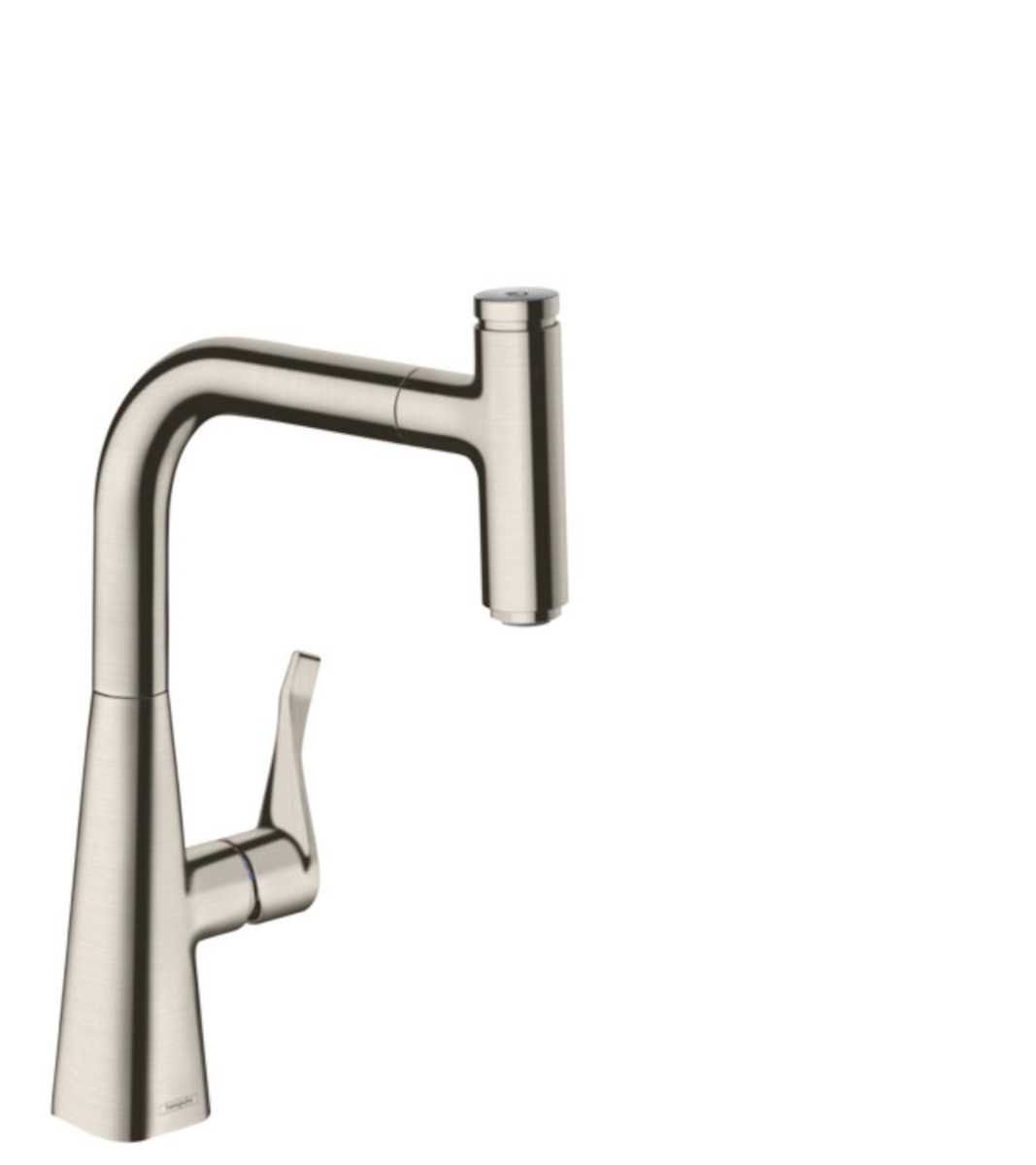 Dřezová baterie Hansgrohe Metris Select M71 s vytahovací sprškou vzhled nerezu 14857800 Hansgrohe