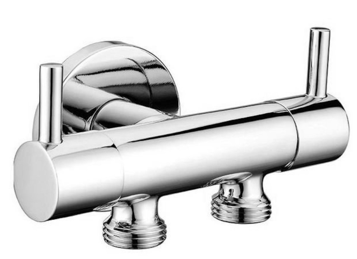 Dvojventil pro napojení bidetové sprchy a WC SATG 1/2 x 3/8 x 3/8 chrom SAT