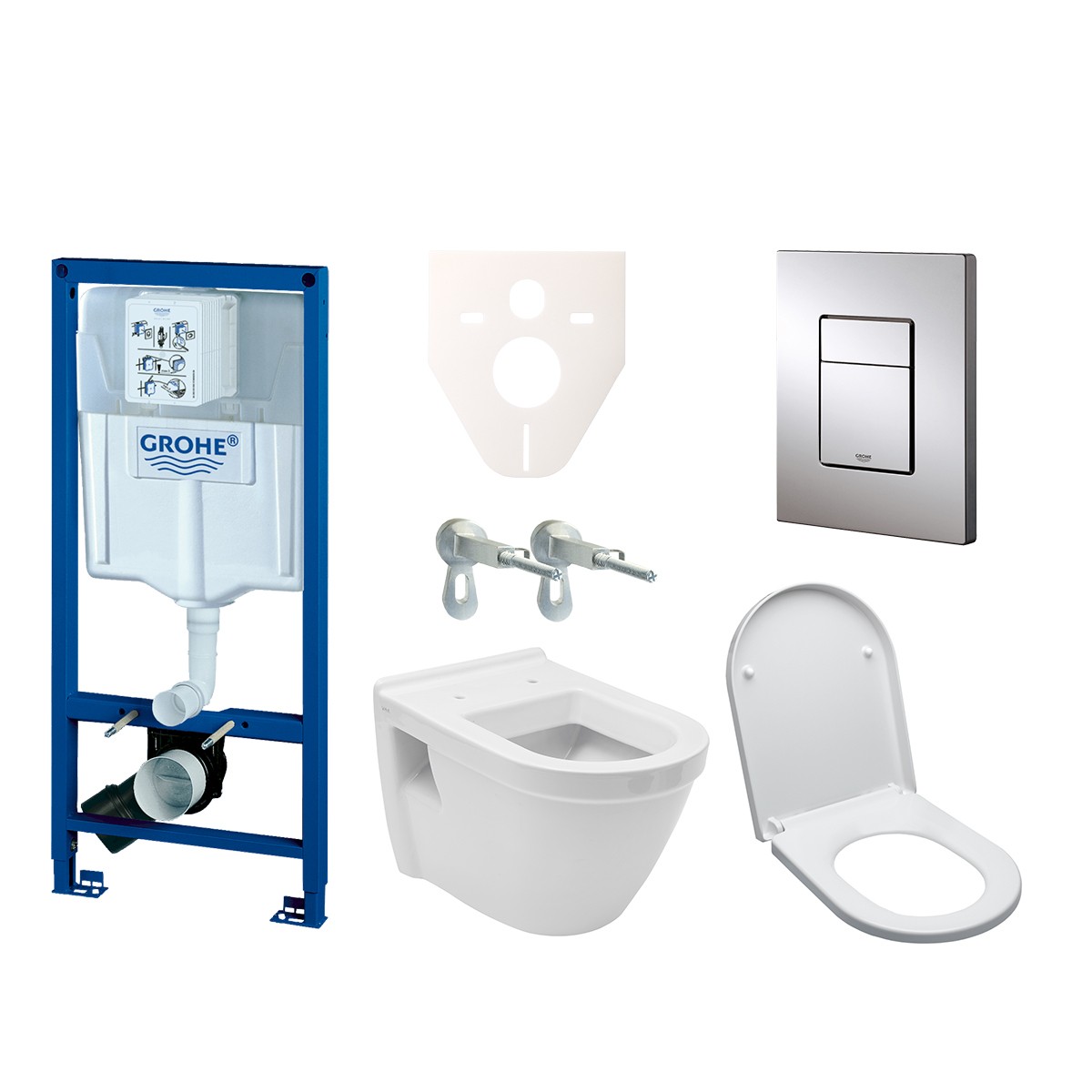 Cenově zvýhodněný závěsný WC set Grohe do lehkých stěn / předstěnová montáž+ WC Vitra S50 38528SET-KH Grohe