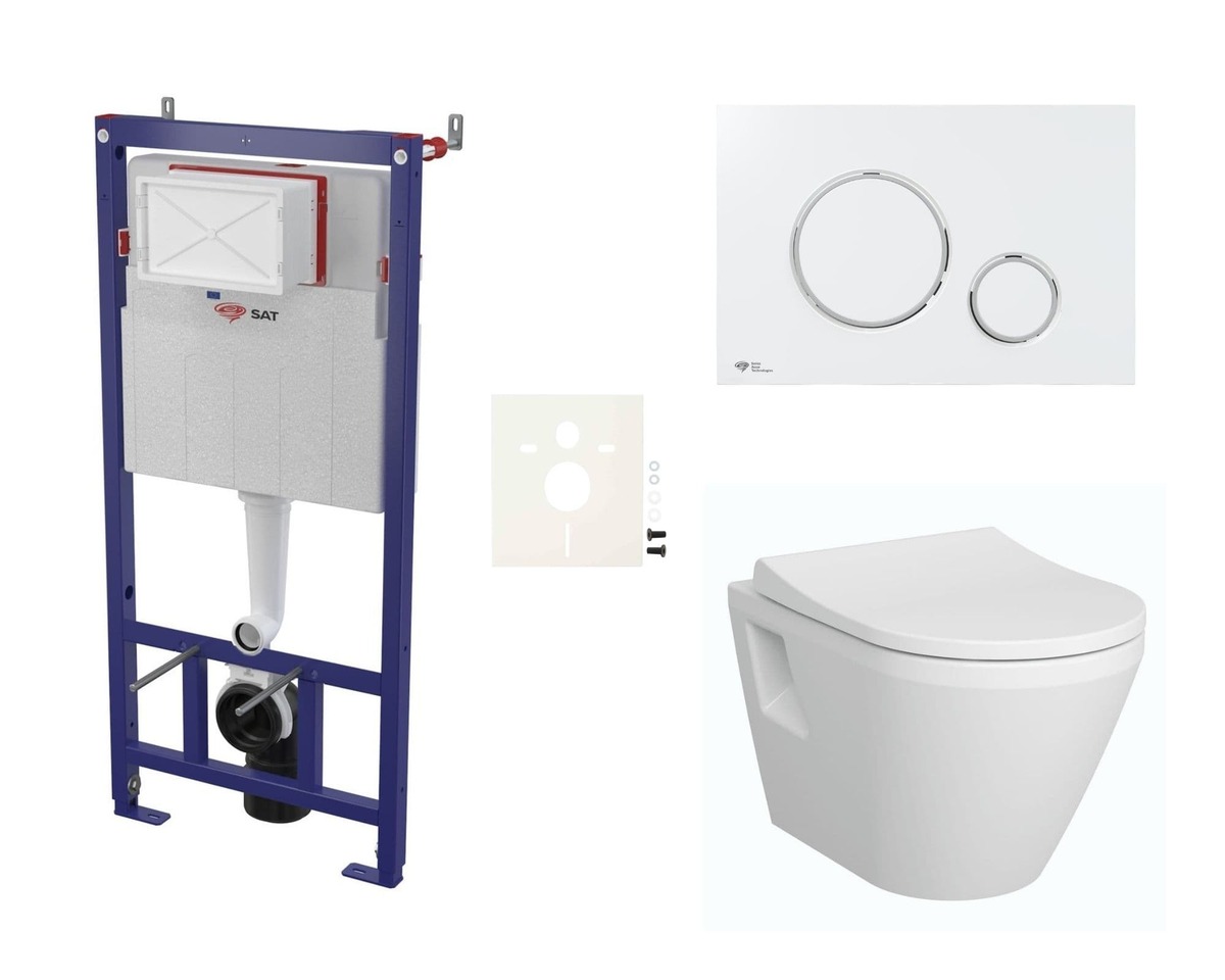Cenově zvýhodněný závěsný WC set SAT do lehkých stěn / předstěnová montáž+ WC Vitra Integra SIKOSSINTRE70K NO BRAND