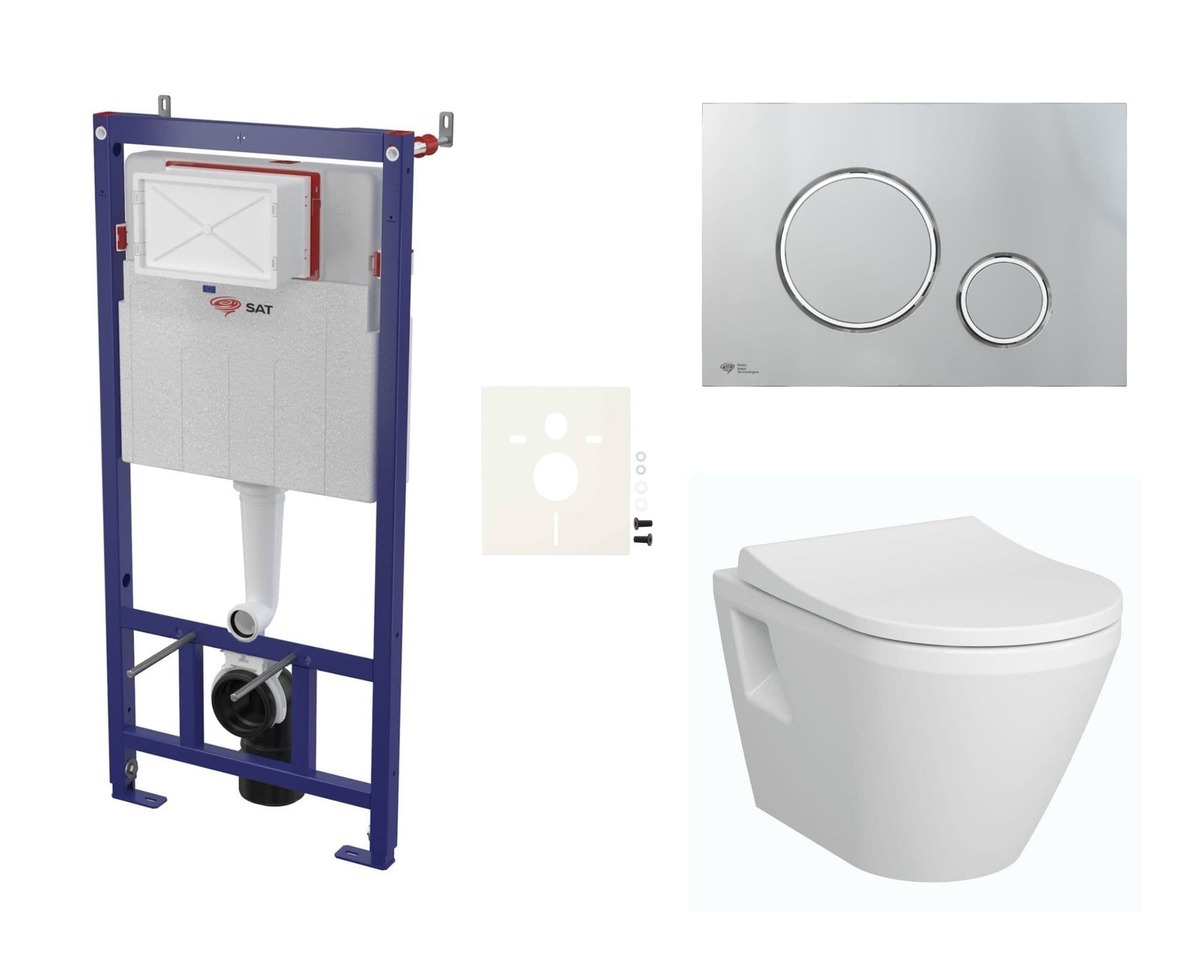 Cenově zvýhodněný závěsný WC set SAT do lehkých stěn / předstěnová montáž+ WC Vitra Integra SIKOSSINTRE71K NO BRAND