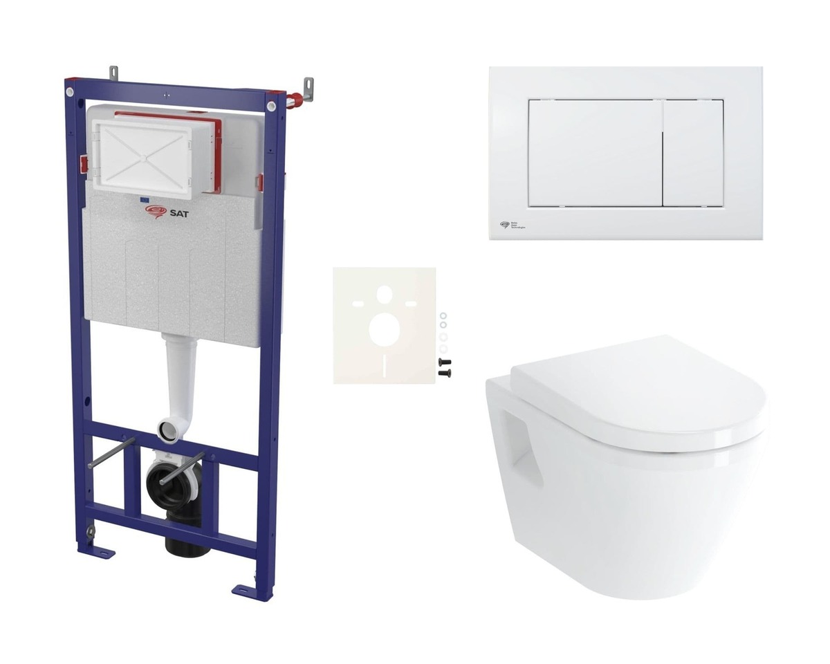 Cenově zvýhodněný závěsný WC set SAT do lehkých stěn / předstěnová montáž+ WC Vitra Integra SIKOSSINTSC20K NO BRAND