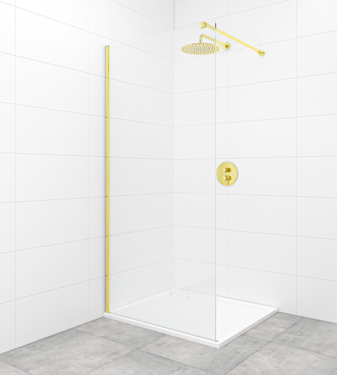 Sprchová zástěna Walk-in 100 cm SAT v barvě profilu zlatá lesk SATBWI100PRZ SAT