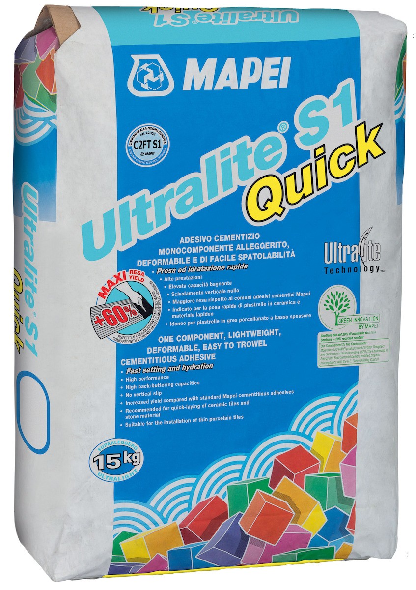 Lepidlo Mapei Ultralite S1 Quick šedá 15 kg C2FT S1 ULTRALITES1Q Mapei