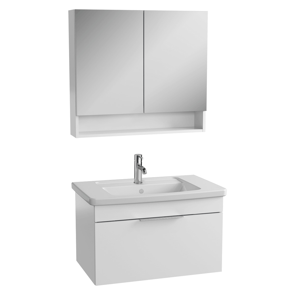 Koupelnová skříňka s umyvadlem a zrcadlem Vitra Mia 80x49x45 cm bílá lesk Vitra