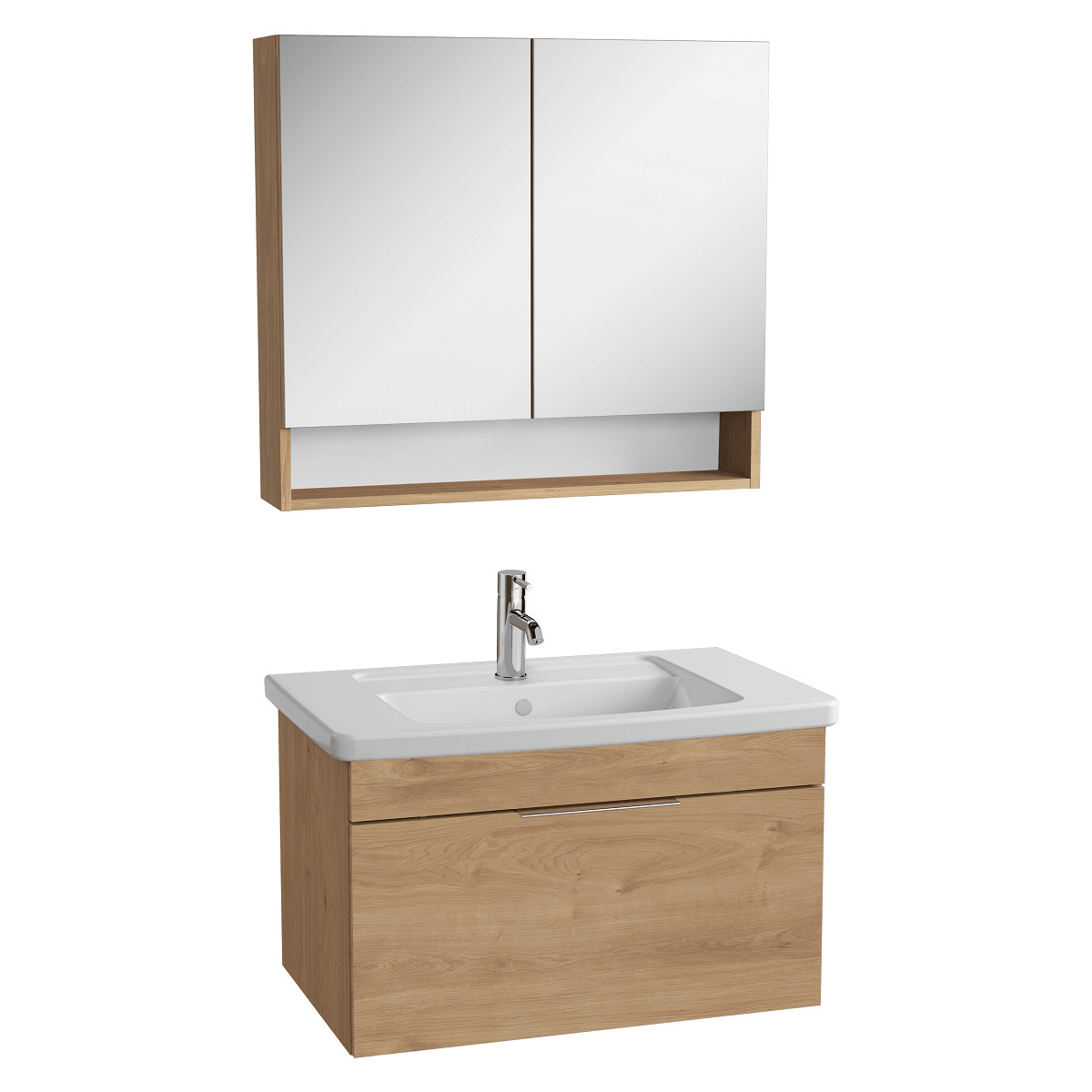 Koupelnová skříňka s umyvadlem a zrcadlem Vitra Mia 80x49x45cm zlatý dub mat Vitra