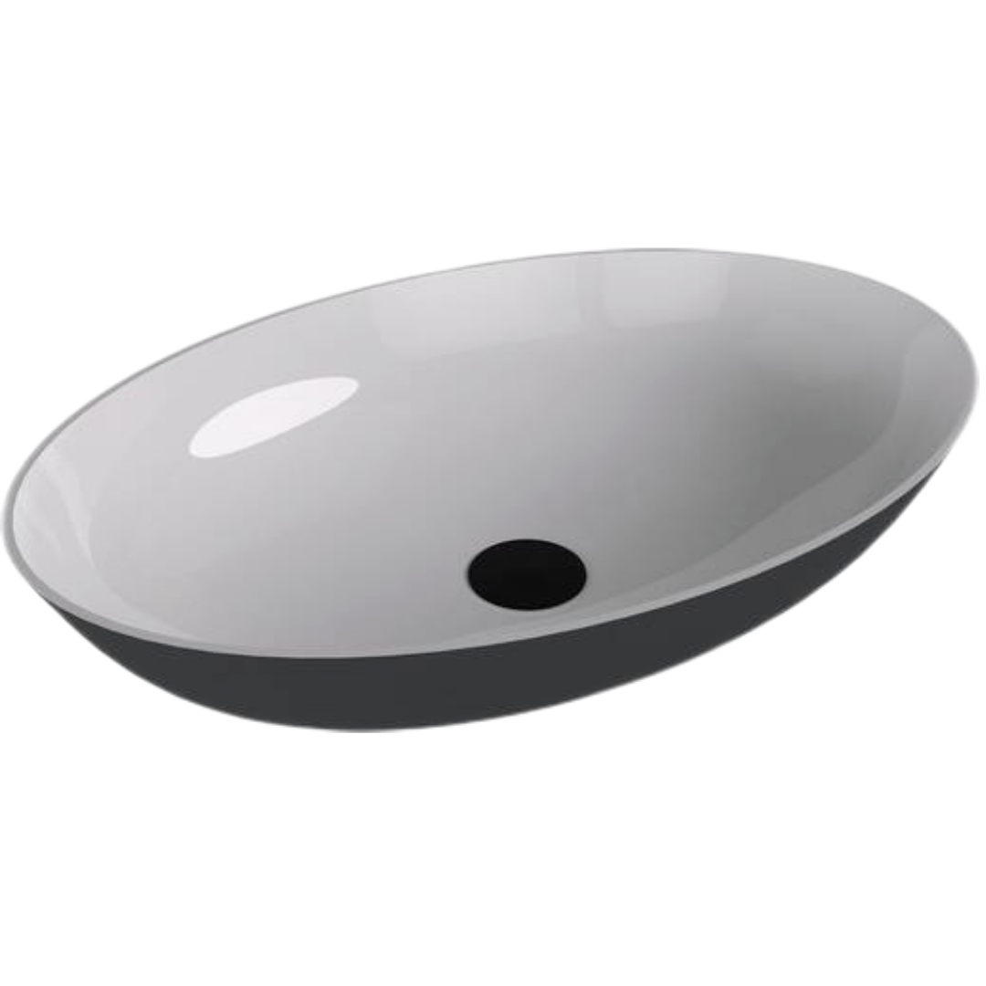 Polysan Banera umyvadlo na desku 60x40 cm bílá/antracit mat bez přepadu 14397.52 Polysan