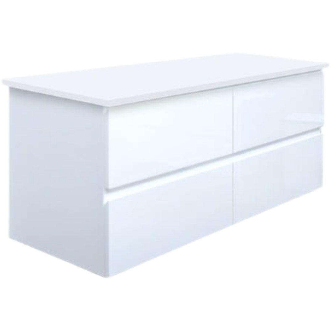 Koupelnová skříňka s krycí deskou SAT B-Way 119x50x45 cm bílá lesk BWAY2120WDESK SAT