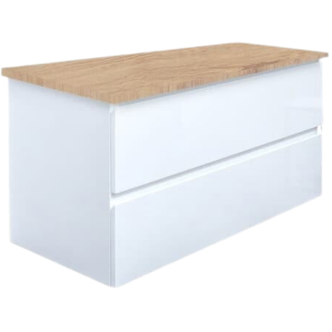Koupelnová skříňka s krycí deskou SAT B-Way 99x50x45 cm bílá lesk BWAY2100WDOAK SAT