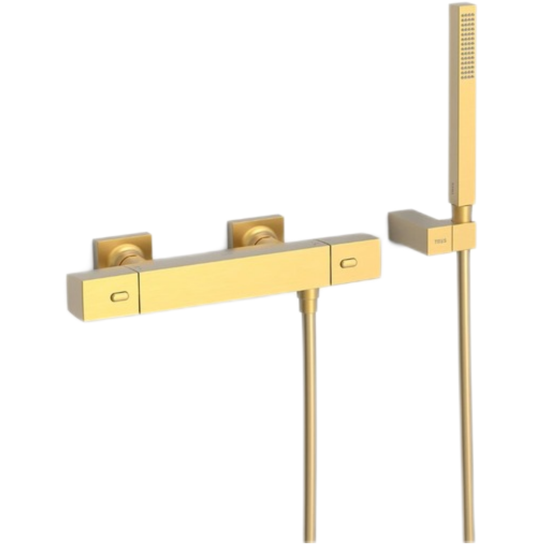 Sprchová baterie TRES Over-Wall s vanovým setem 150 mm zlatá mat 19016469OM TRES