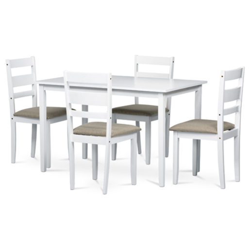 Jídelní set se 4 židlemi Autronic 120x75 cm bílý Masiv AUT-6070 WT Autronic