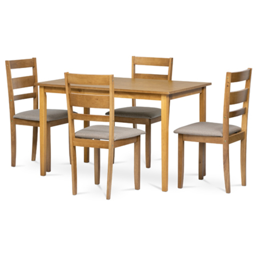 Jídelní set se 4 židlemi Autronic 120x75 cm hnědý Masiv AUT-6070 OAK Autronic