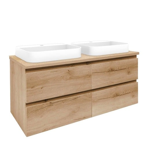 Koupelnová skříňka s umyvadlem a krycí deskou SAT B-Way 119x50x45 cm dub medový mat BWAY2120OAKDESKU SAT