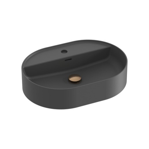 Ravak Ceramic Slim umyvadlo na desku 55x40 cm antracit otvor pro baterii uprostřed XJX03155001 Ravak