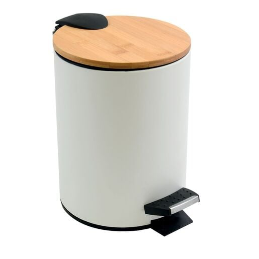 Spirella Spirella pedálový odpadkový koš adonis matná bílá ocel bambusové víko 5 l 10.20920 Spirella