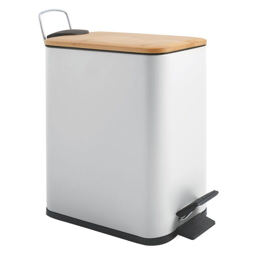 Spirella Spirella pedálový odpadkový koš erik bílá ocel bambusové víko 5 l 10.22581 Spirella